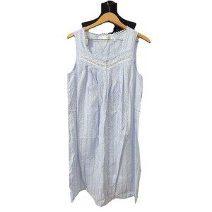 Eileen West Womens Chemise Nightgown M Sleeveless  Lace Cotton Buttons NWT